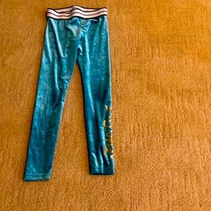 Justice girls teal velvet Soft leggings size 8